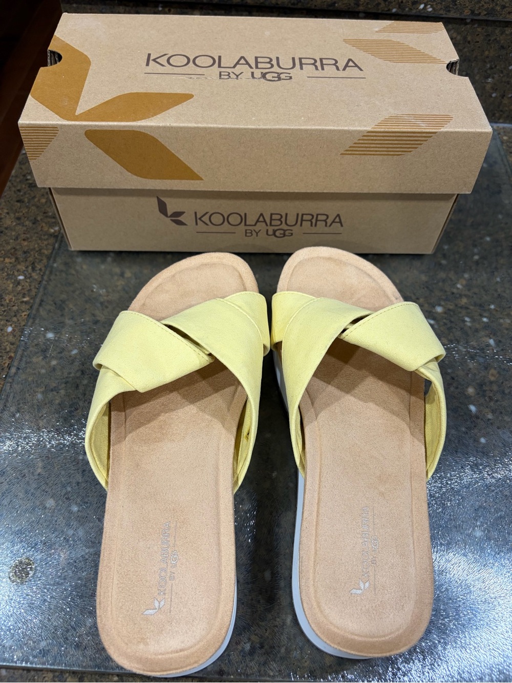 Koolaburra Yellow Crisscross Slide Sandals